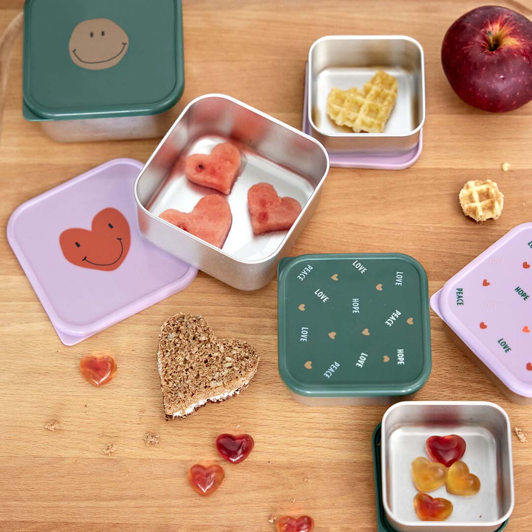 lässig rvs snackdoosjes happy rascals heart lavender - 3st