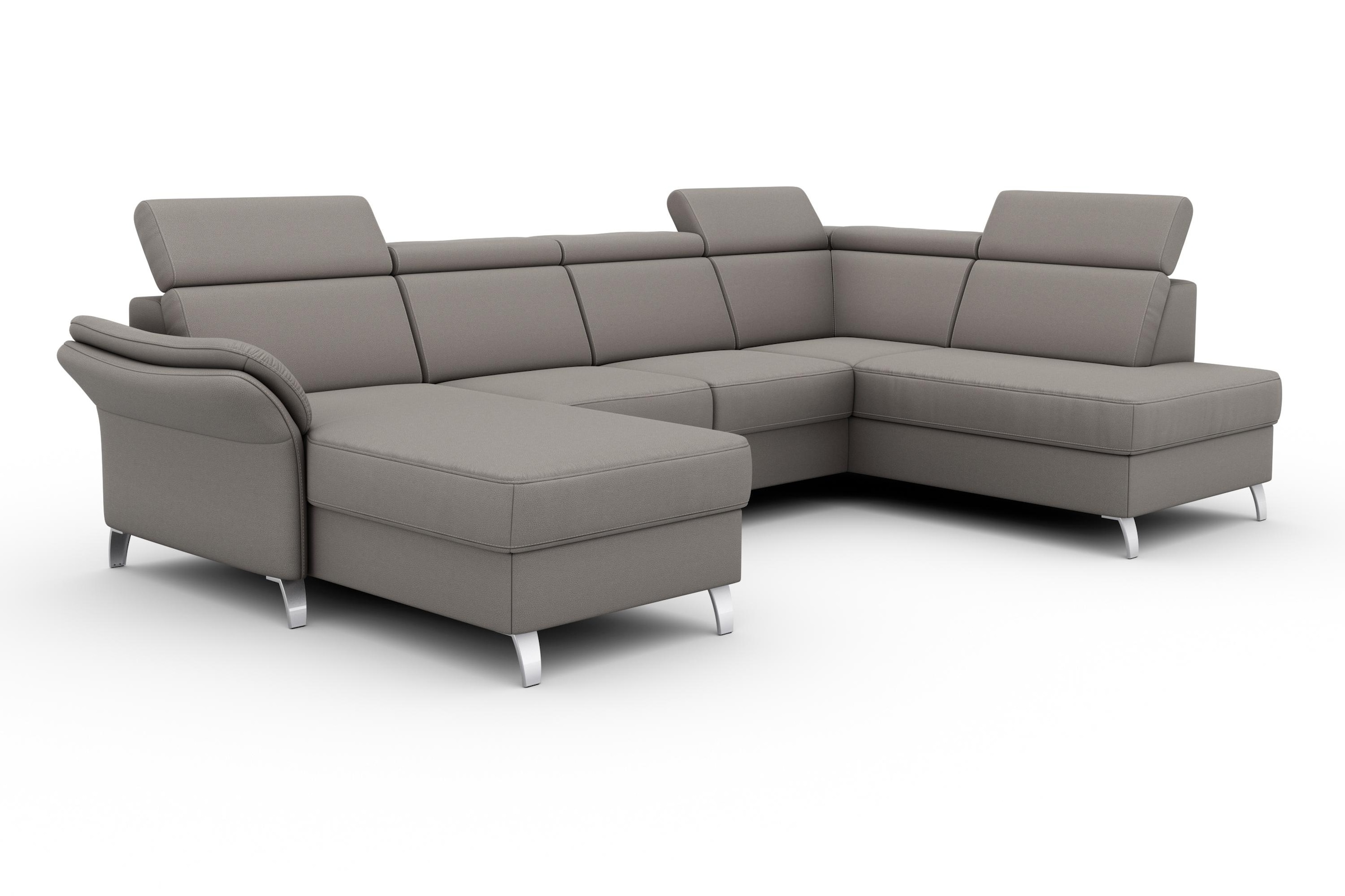 sit&more Wohnlandschaft »Vincenzo U-Form« inklusive Kopfteilverstellung, wahlweise mit Bettfunktion, Bettkasten