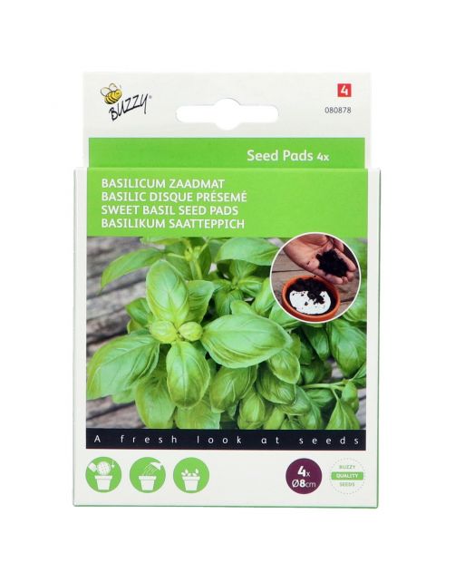 Buzzy Seedpads Basilicum 4x 8cm - Kruidenzaden -