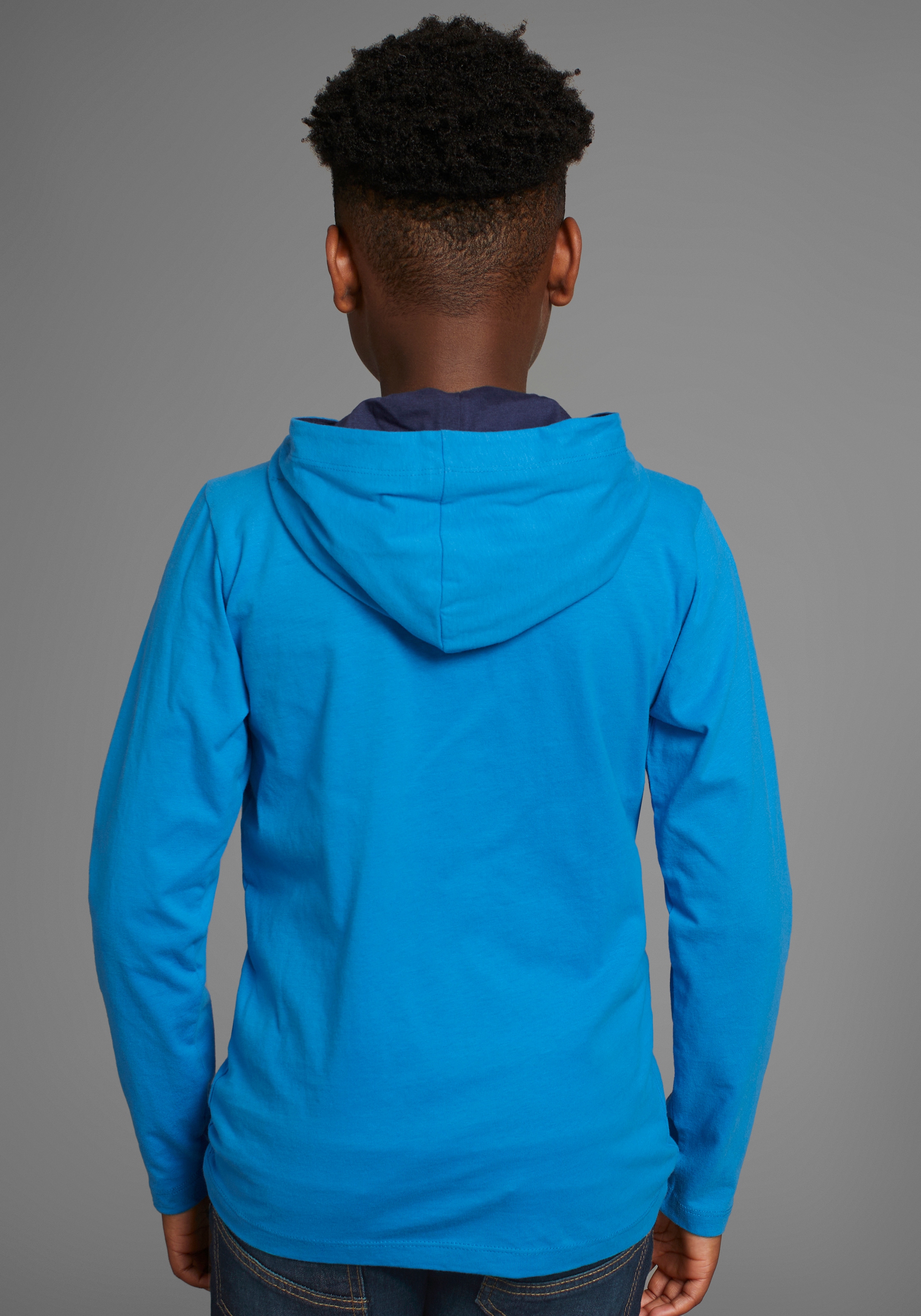 DELMAO Kapuzenshirt »für Jungen«, Langarm,  Basic-Passform,  bedruckt,  aus  Baumwolle