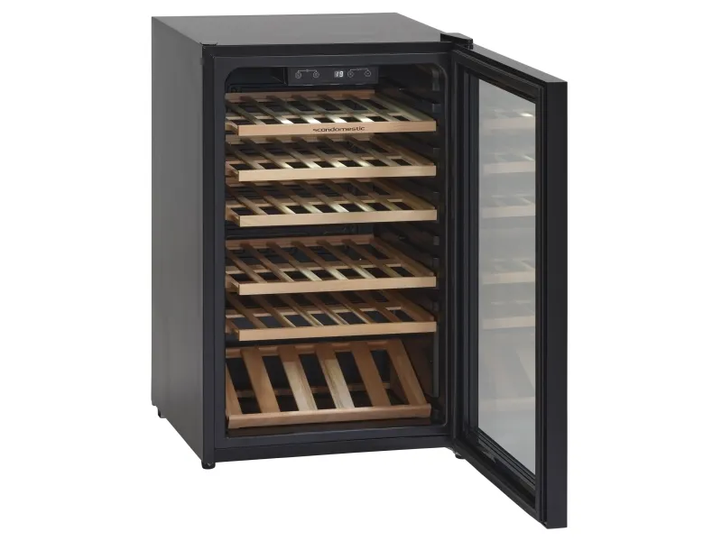 Scandomestic SV 45 B - Vinkøleskab - 1 Zone - bredde: 55 cm - dybde: 55.5 cm - højde: 83.5 cm - 115 liter - sort - Optil 45 flasker