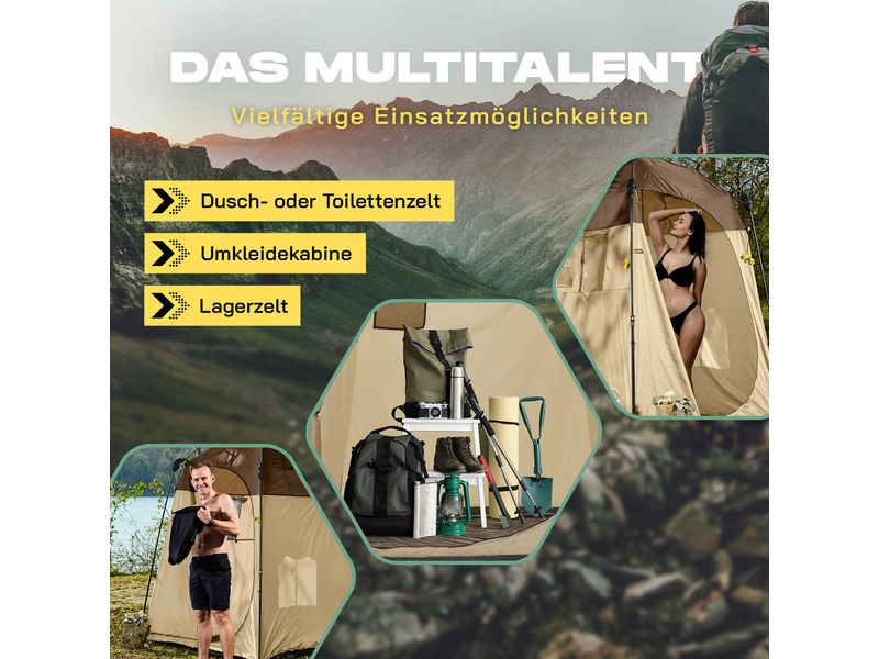 Where tomorrow Duschzelt Pop Up – Braun 220 x 155 cm Camping-Duschzelt