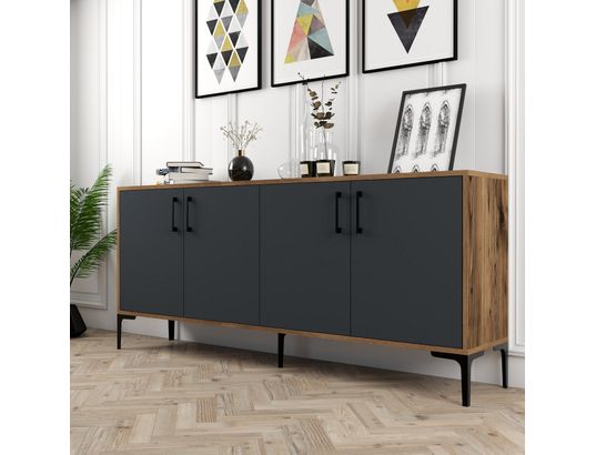 CONCEPT1 - Bahut Kiev noyer anthracite 180 x 35 x 78cm