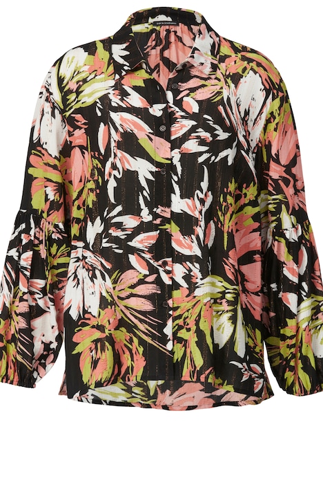 Bluse, florales Muster, Hemdkragen, Langarm