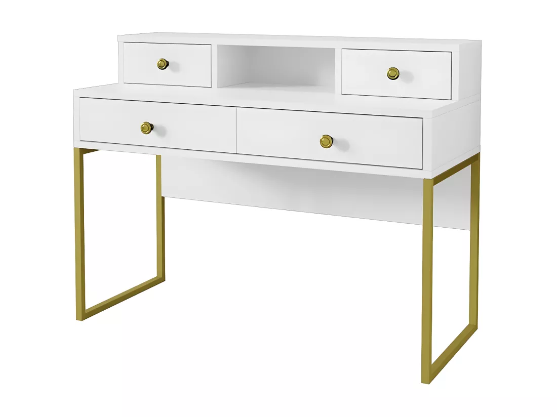 Console bureau design collection DOUGLAS avec quatre tiroirs et une niche, coloris blanc, 120 x 95 x 50 cm