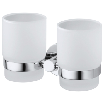 Haceka Kosmos dubbele tandenborstelhouder beker glas chroom