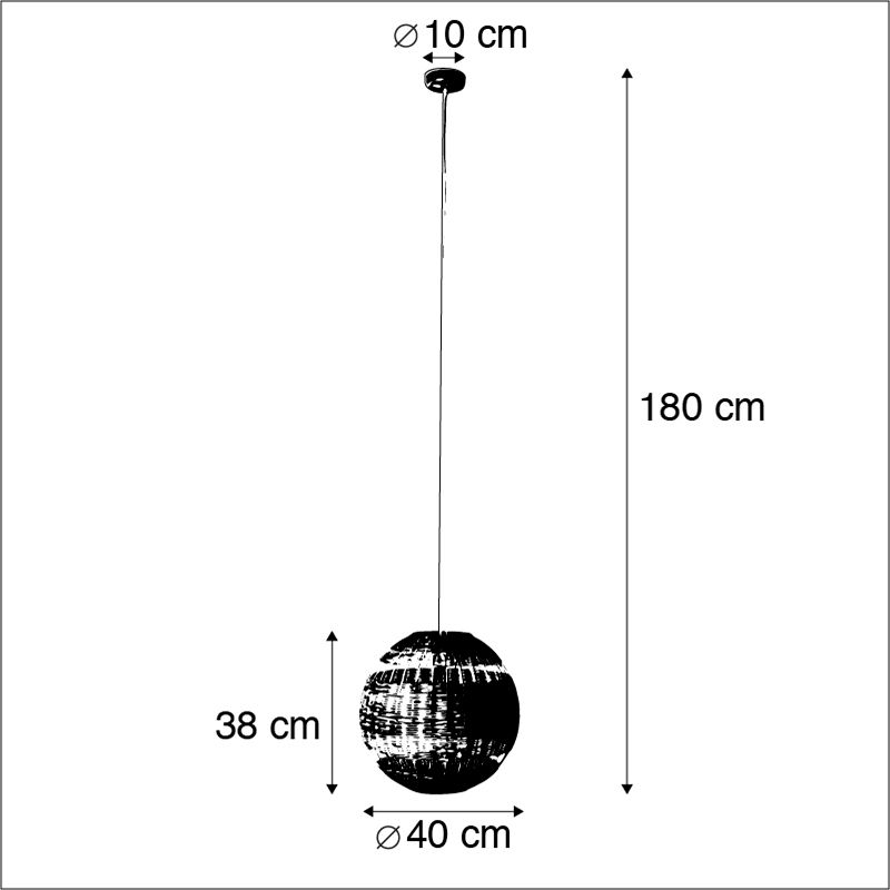 Landelijke hanglamp wit met rotan - Rattan