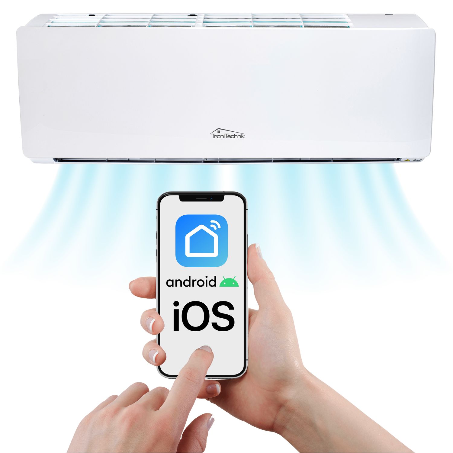 TroniTechnik® Split Klimaanlage REYKIR 9000 BTU Inverter Klimagerät, SMART, UVC Luftreinigung, 5m Leitung, Zubehör, Wandhalterung