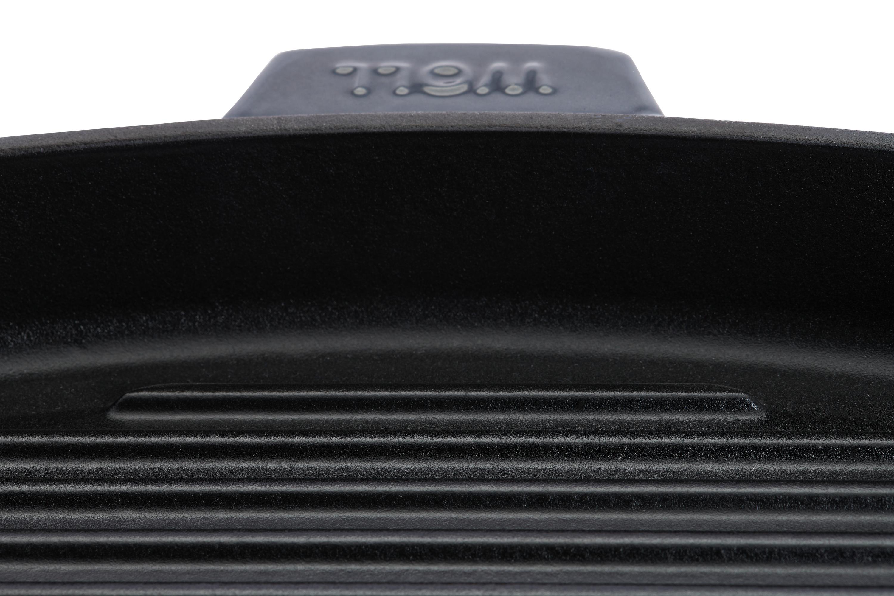 Iron Guss-Grillpfannen-Set mit Küchenzange, 24 x 24 cm - Farbe: Carbon Grey