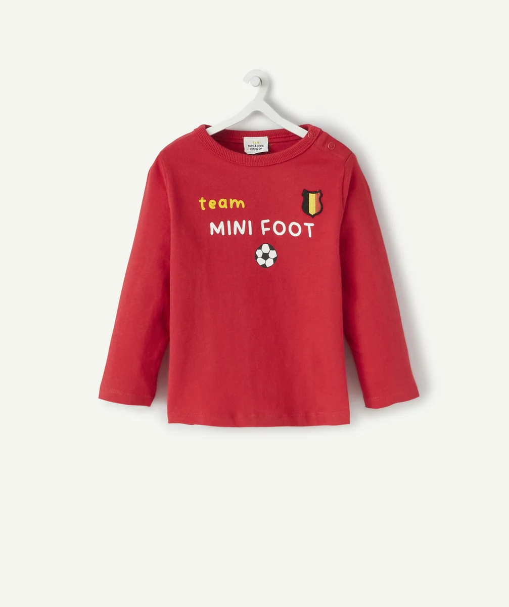 T-SHIRT BÉBÉ GARÇON EN COTON BIO ROUGE THÈME FOOTBALL