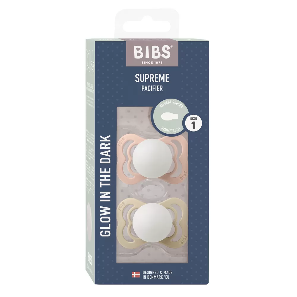 BIBS Supreme GLOW Latex Blush/Vanilla 2 pak - Flere størrelser