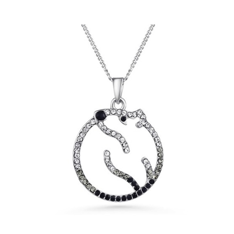 Pendentif Ours Polaire orné de cristal de Swarovski Noir et Plaqué Rhodium