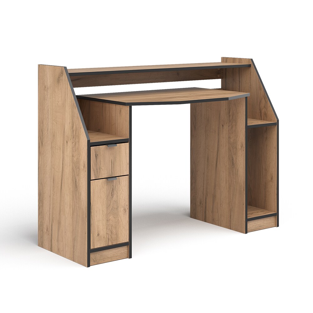 Vicco Computertisch Joel Eiche Schwarz 123 x 45 cm Gamingtisch PC-Tisch Schublade Tür