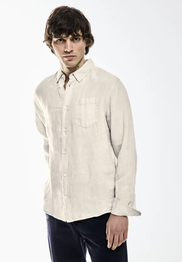 Button Down Leinenhemd - beach stone