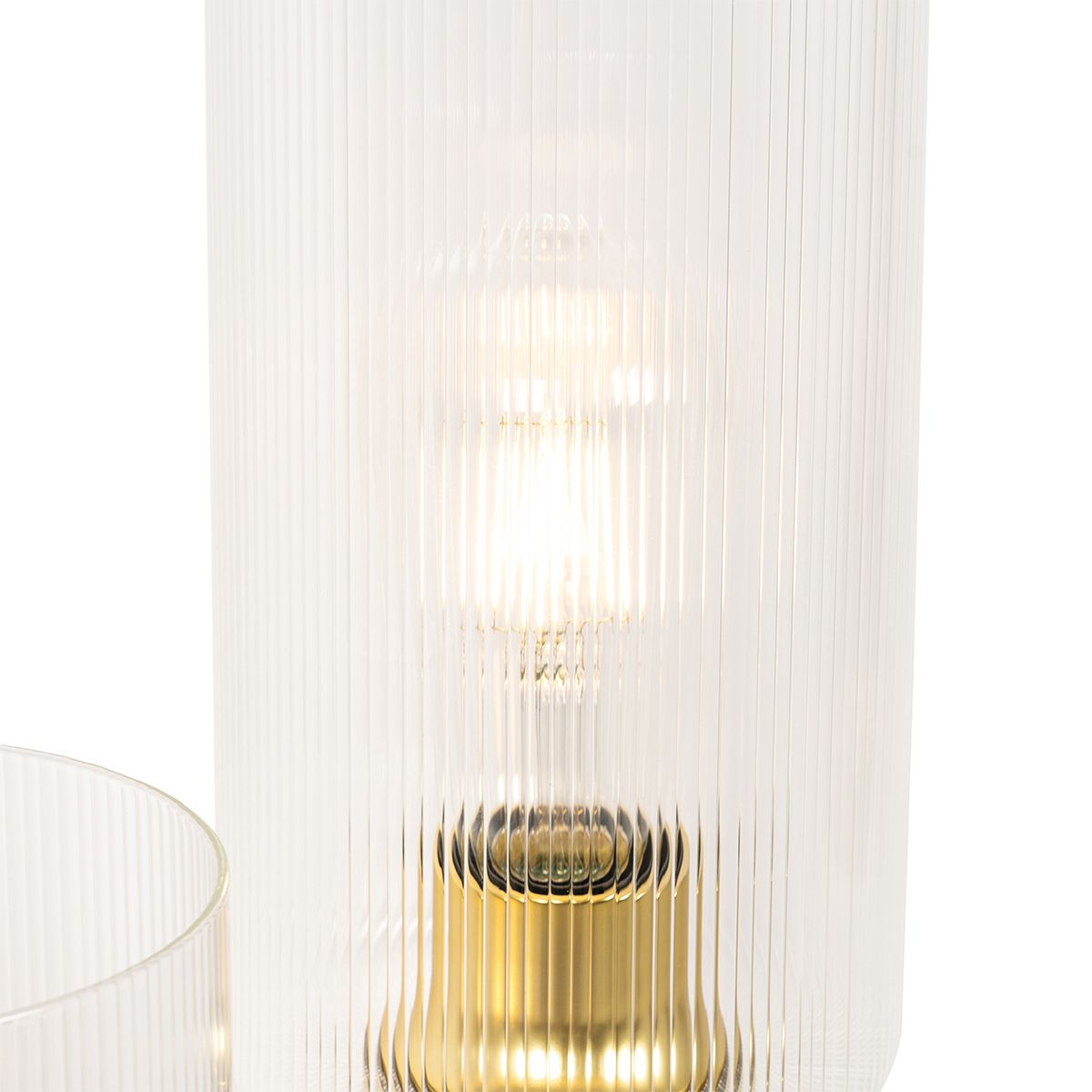 Art Deco tafellamp goud met glas 2-lichts - Laura