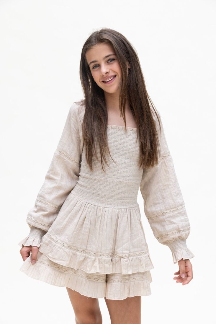 LOOXS 10sixteen beige looxs 10sixteen mini jurk 2411-5828