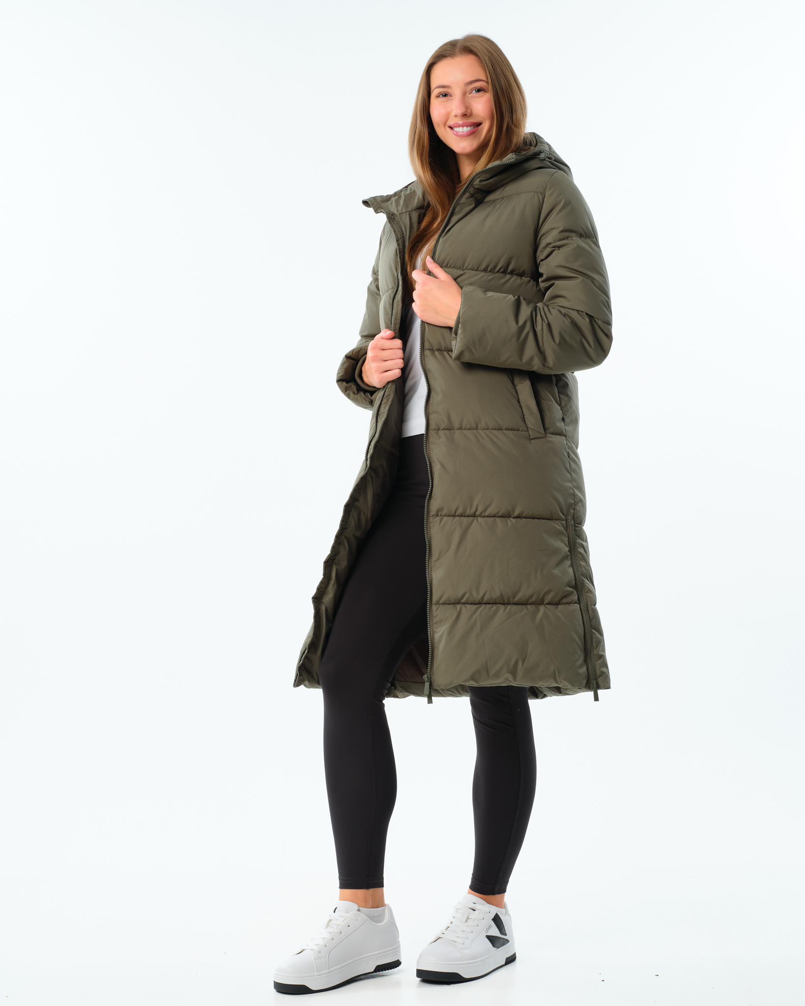 LEVITY Agnes Long Puffer Parka Green Beetle