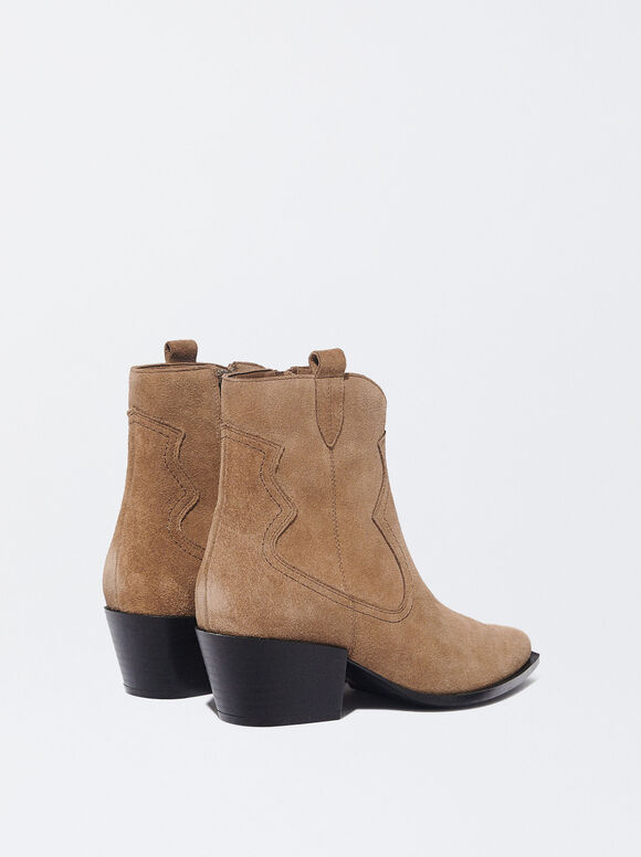 Botas de couro estilo cowboy - Camelo