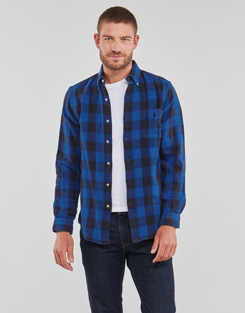 Polo Ralph Lauren - CHEMISE COUPE DROITE EN FLANELLE Azul / Negro