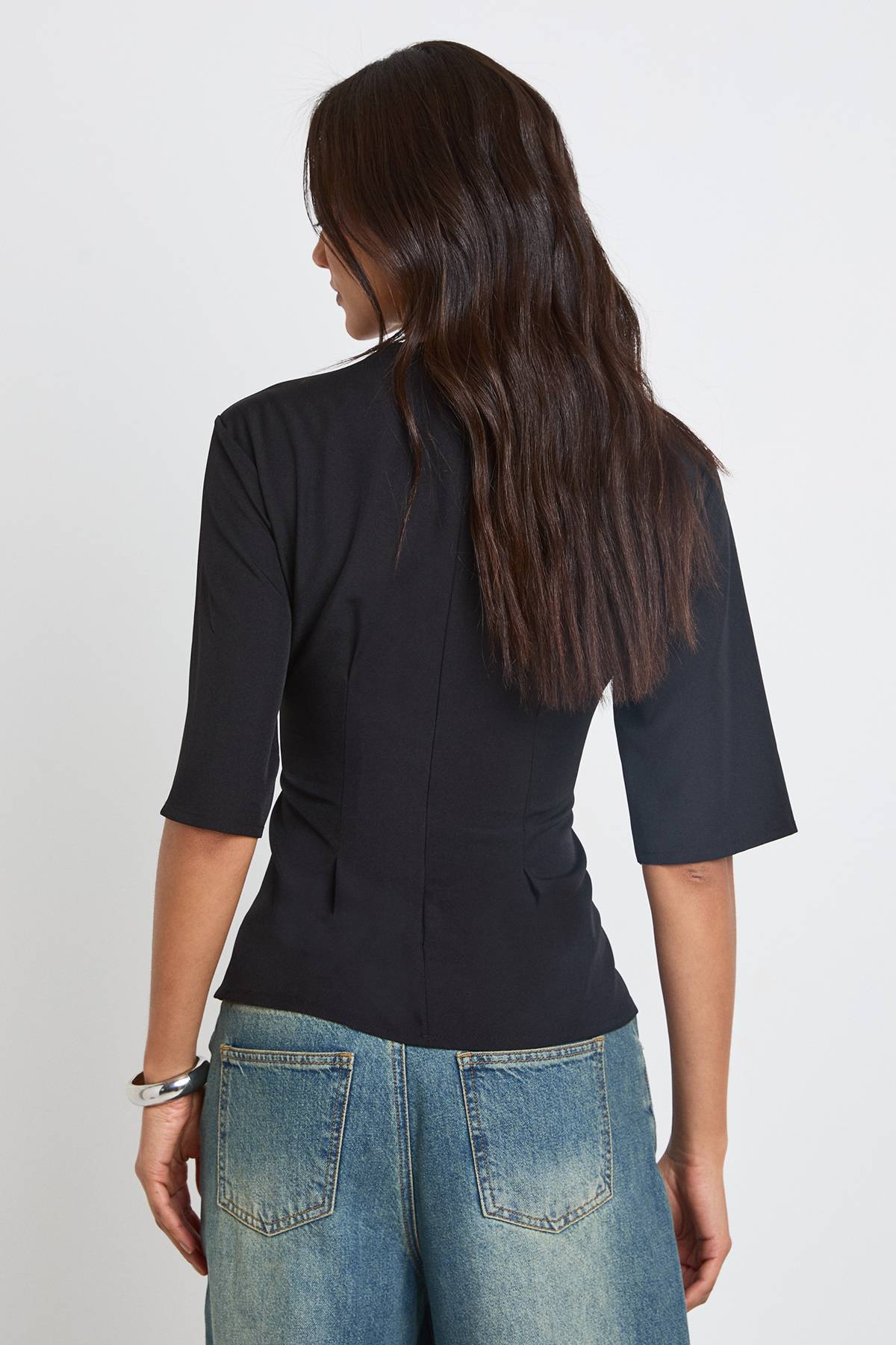 boohoo Haut Chiné Tissé À Taille Cintrée Tall