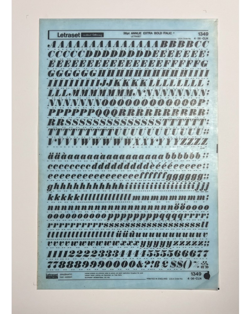 letraset-1349- ANNLIE EXTRA BOLD ITALIC - 36pt