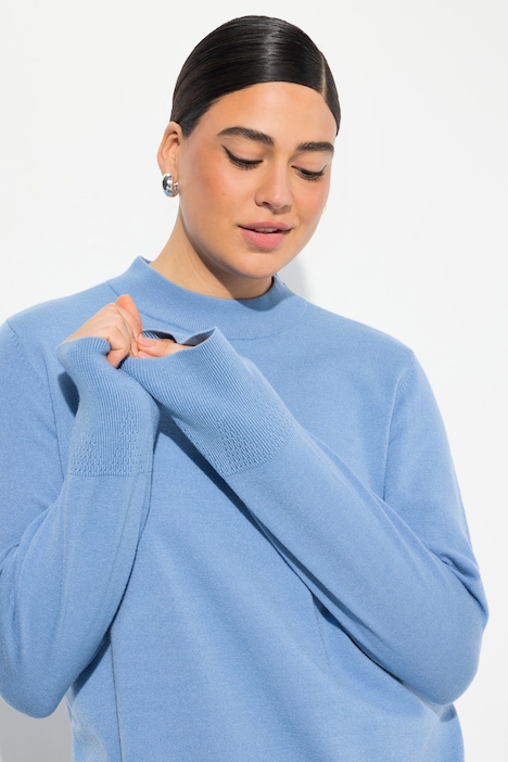 Pullover, Stehkragen, Langarm, Rippbündchen
