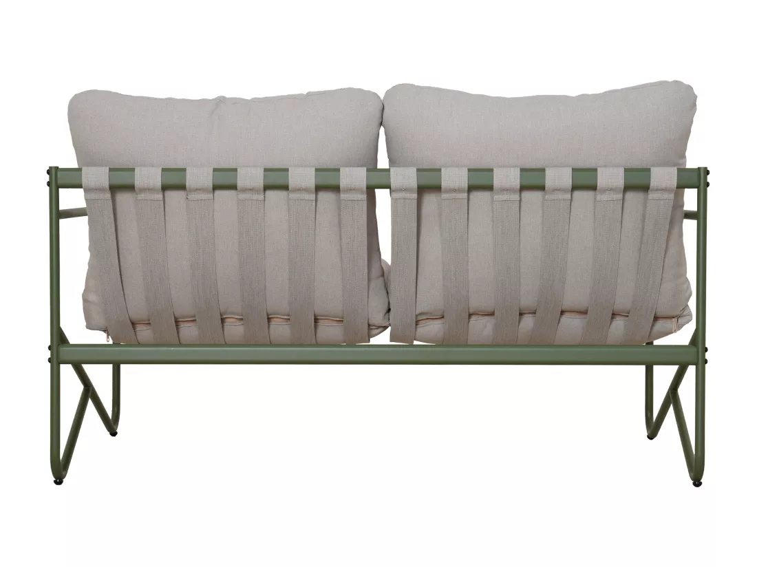 Salon de jardin en acier : un canapé 2 places, 2 fauteuils et une table basse - Vert - MILOPE de MYLIA