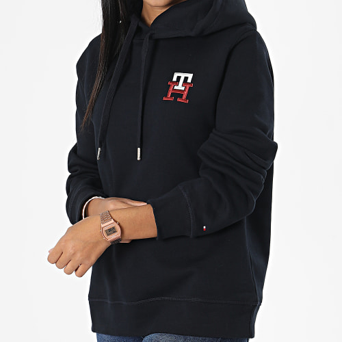 Sweat Capuche Femme Monogram 7434 Bleu Marine