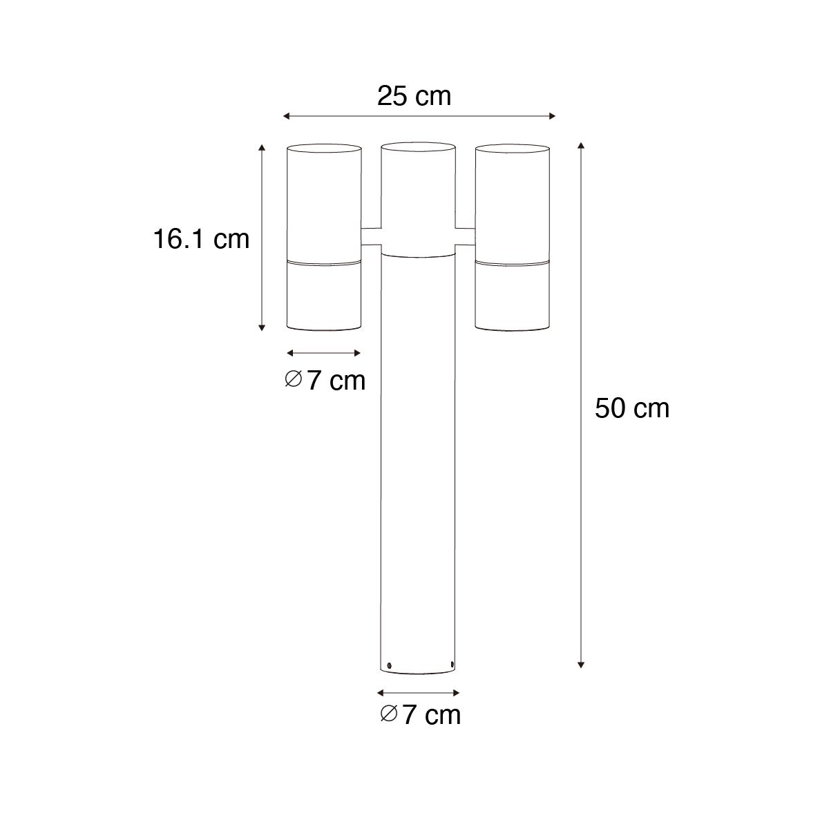Staande buitenlamp zwart 50 cm 2-lichts verstelbaar - Duo