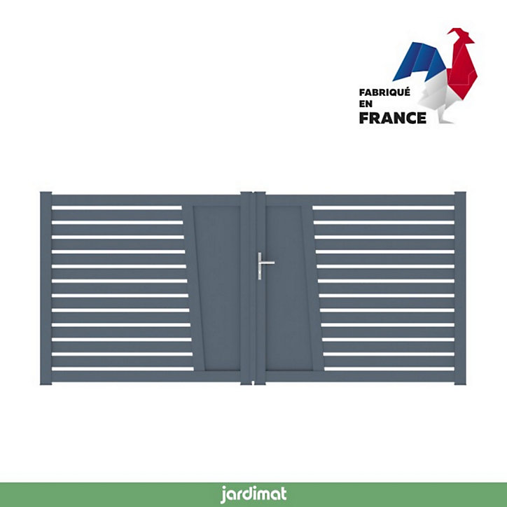 Portail Jardimat battant aluminium Audelange gris anthracite - 350 x h.164 cm