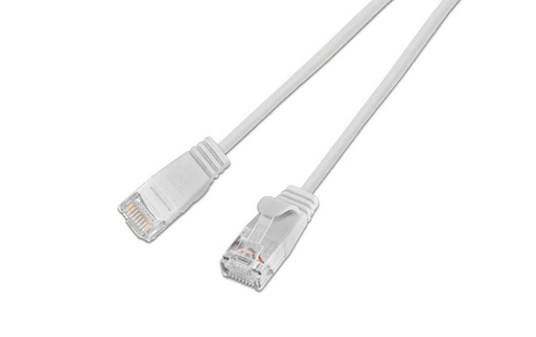 Slimpatchkabel RJ-45 - RJ-45, Cat 6, UTP, 0.5 m, WeissLightpatchkabel rund, ungeschirmtes Twisted-Pair-Kabel (U/UTP) mit Klinkenschutz