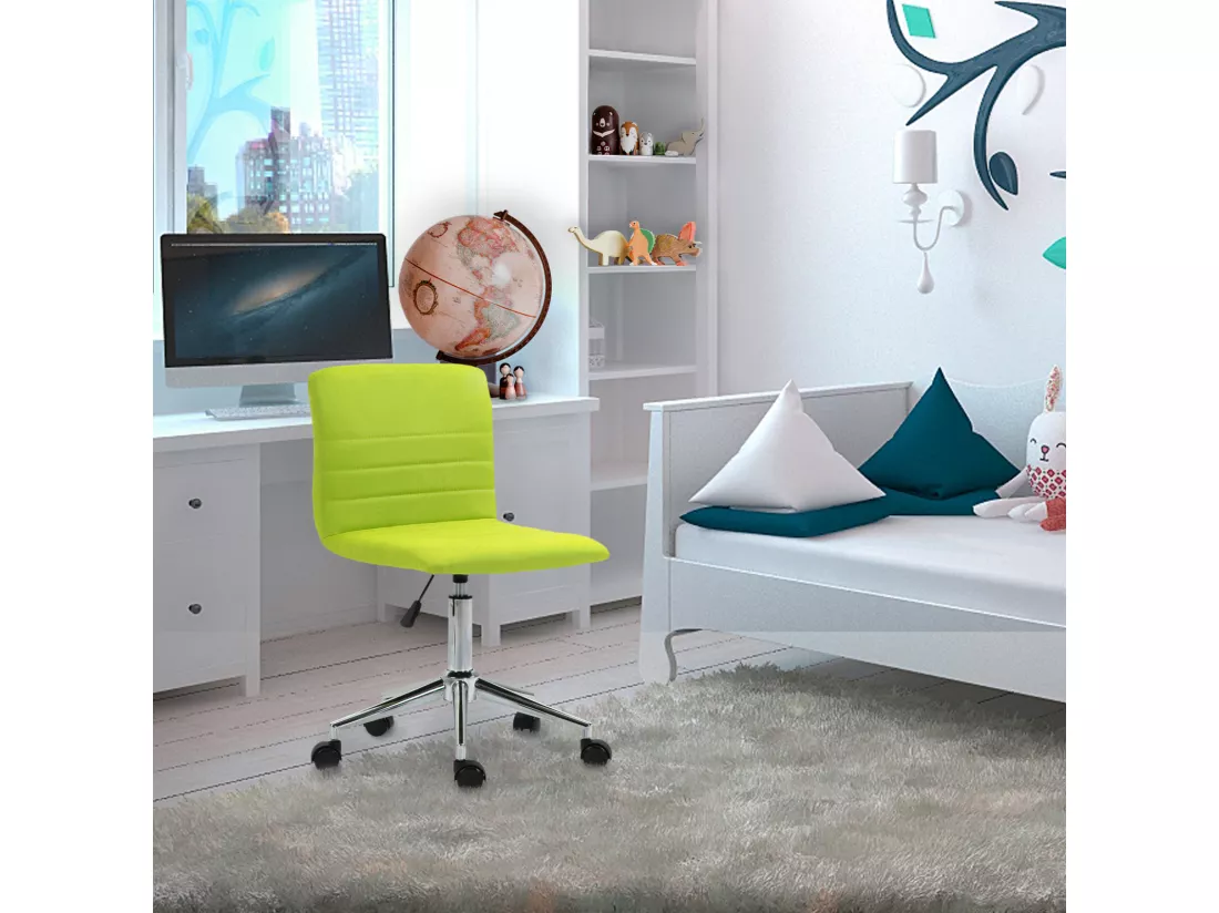 SVITA LINUS chaise de bureau chaise pivotante pour enfant chaise de bureau chambre d'enfant revêtement en tissu vert
