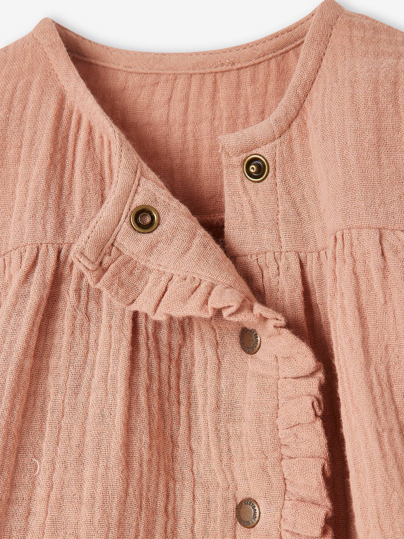Vestido de chiffon de algodão e calcinha combinando, rosa claro, tamanho médio, para bebê.