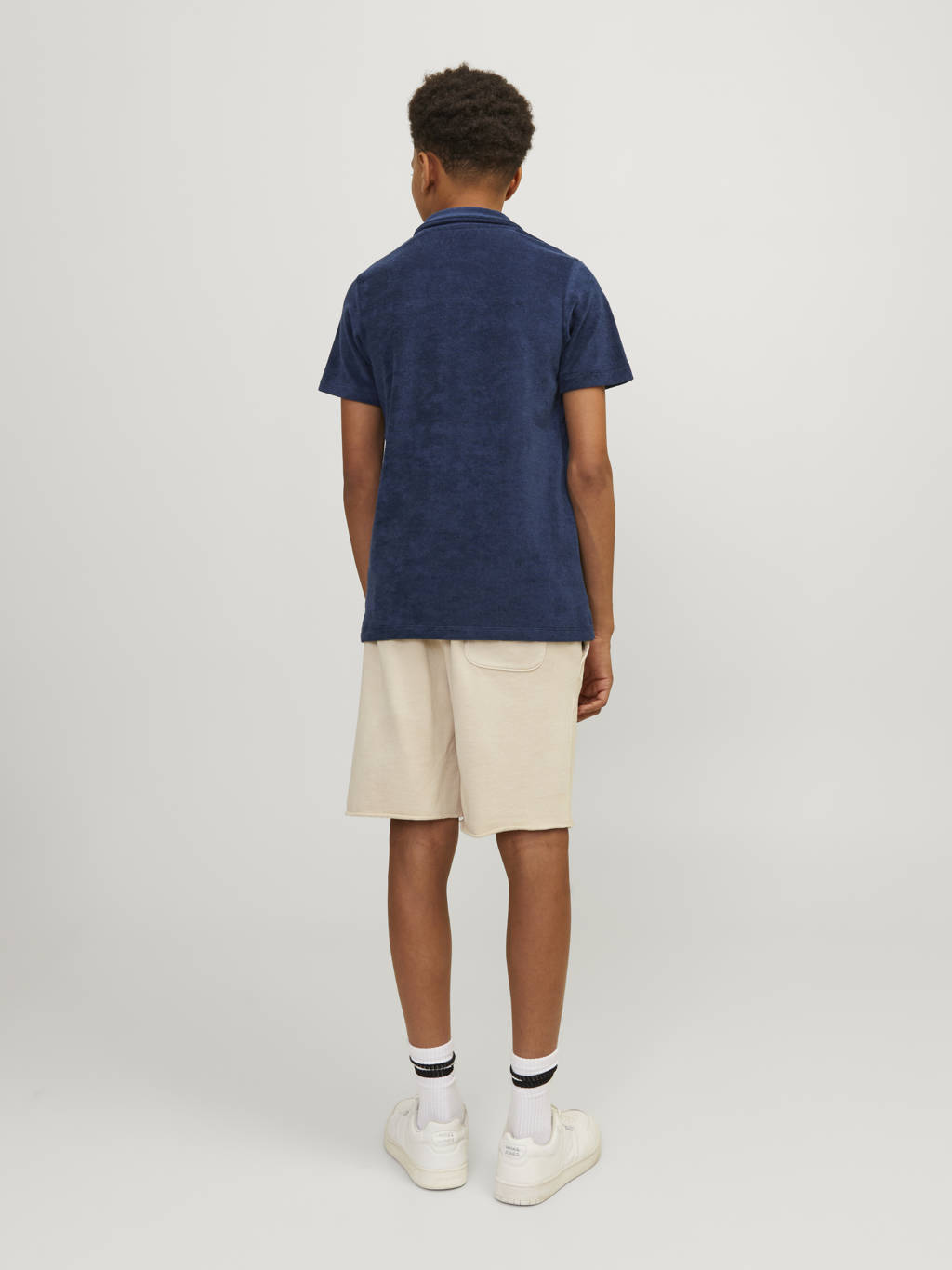 JACK & JONES badstof polo JPRBLA donkerblauw