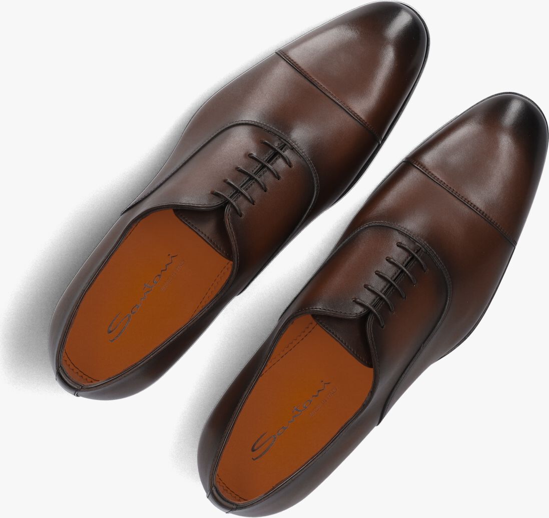bruine santoni nette schoenen led veterschoen