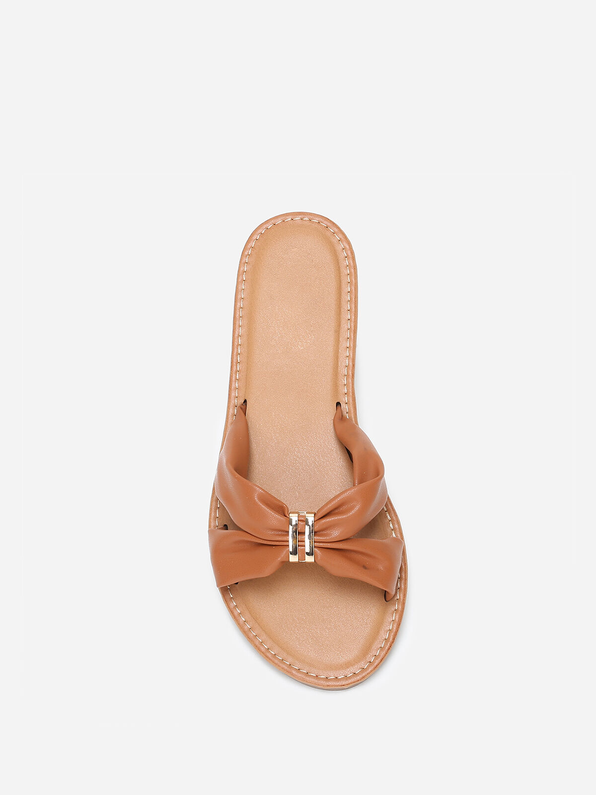 Mules à brides en simili avec boucle- Camel