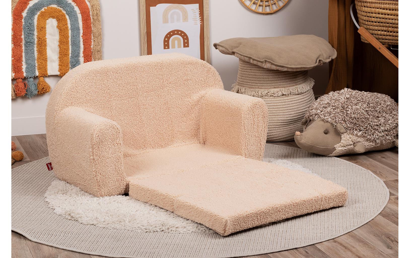 Kindersofa «Soft plush beige»Ausklappbares Kindersofa