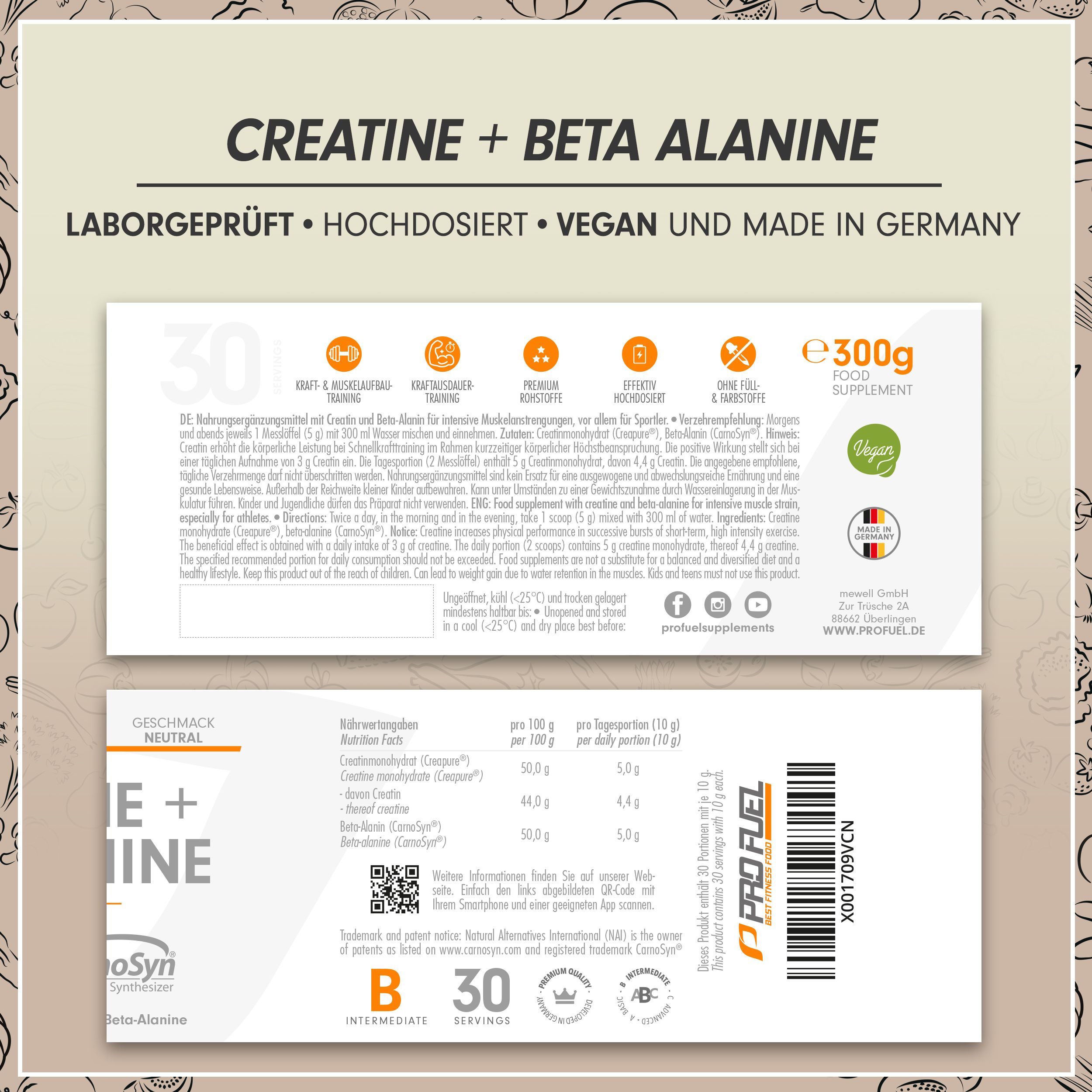 ProFuel - Creatin + Beta-Alanin (Creapure® + Carnosyn®)