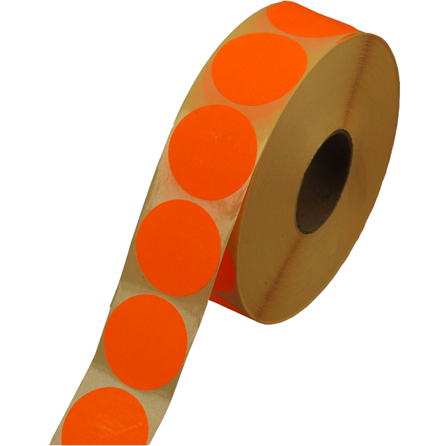 Etiket, Reclame-etiket, papier, permanent, ∅35mm, fluor/oranje