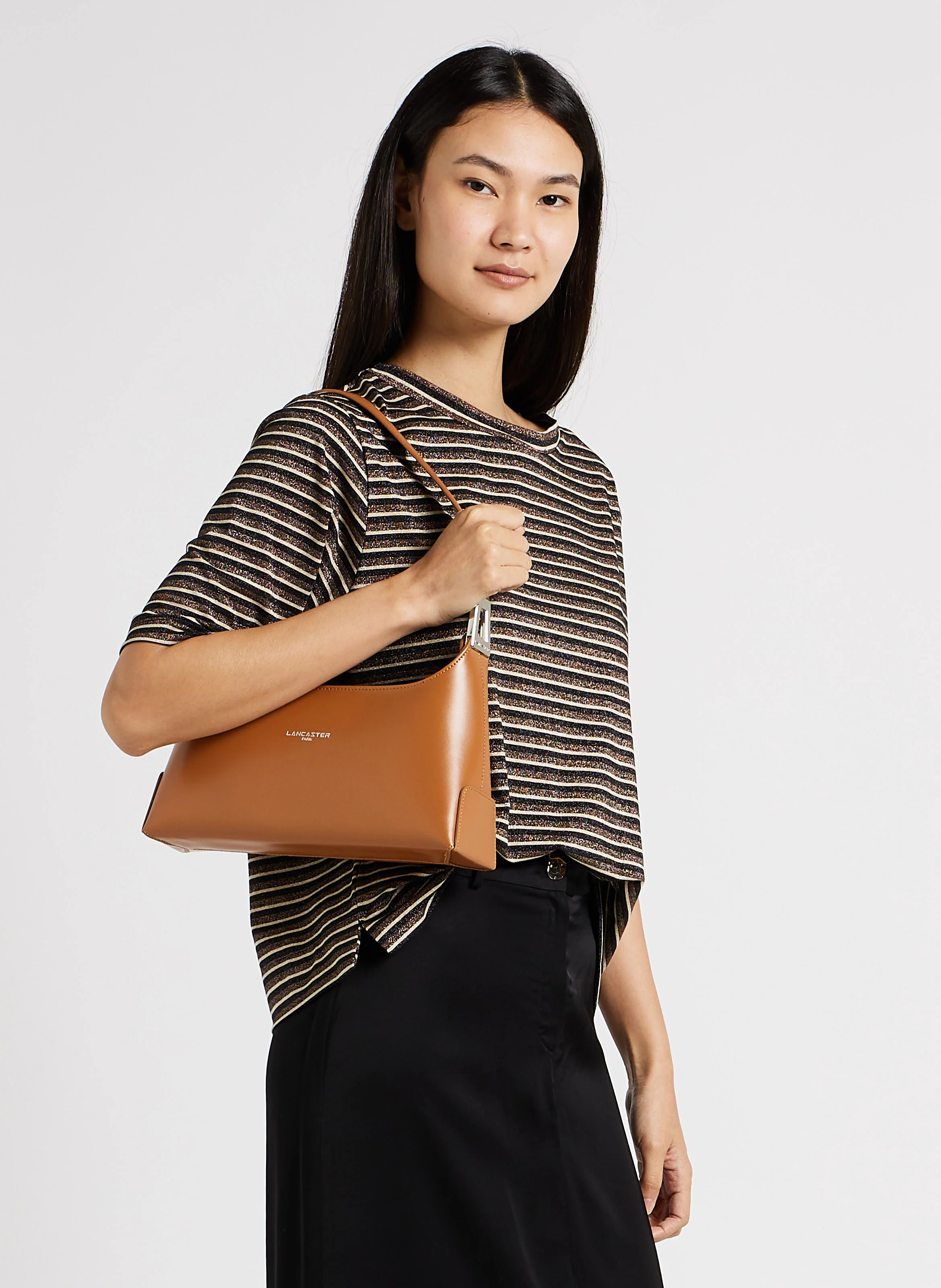 ACE - Sac Baguette zippé en cuir| Marron