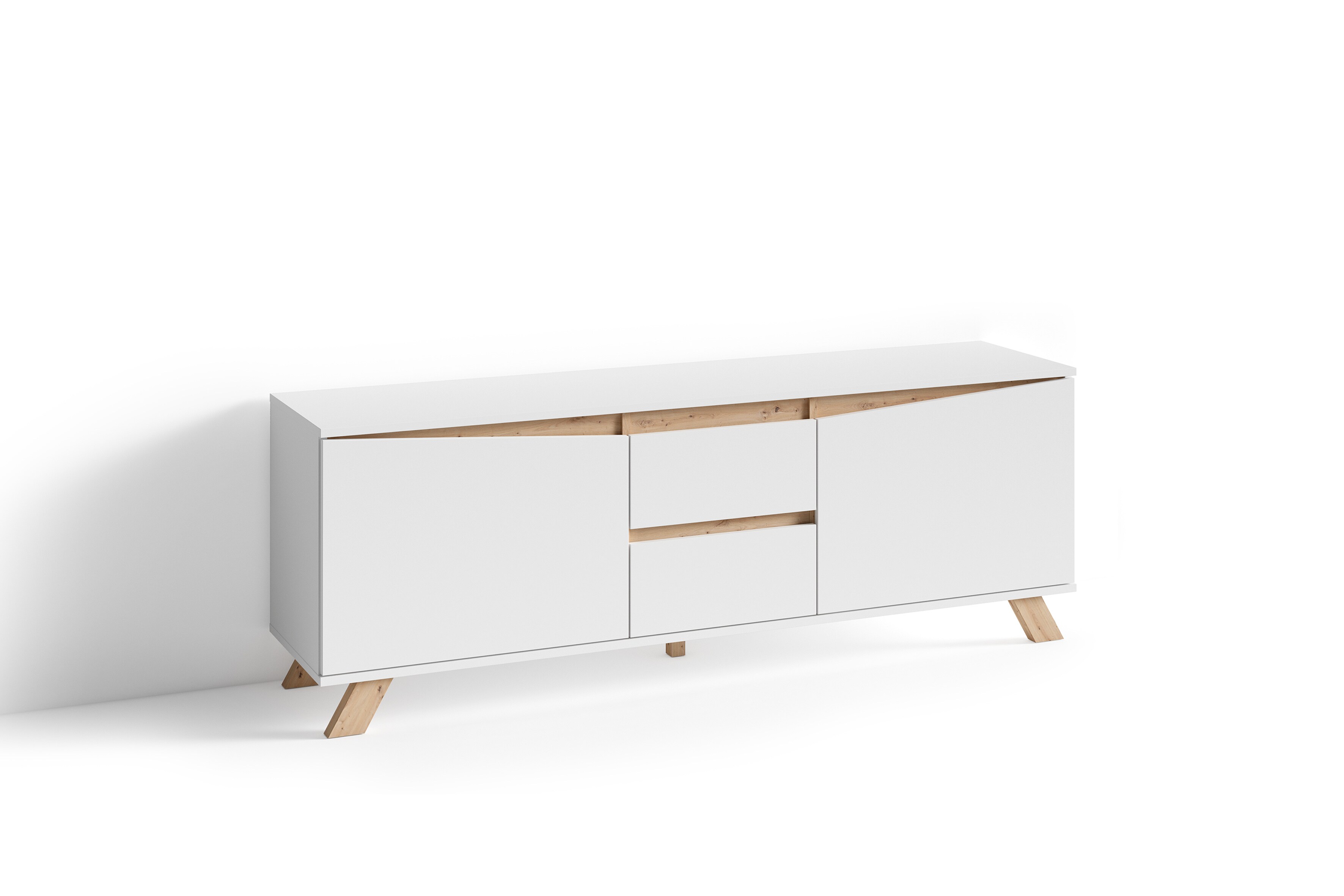 byLIVING TV-Board VALENTIN, Breite 160 cm, weiß/Artisan Eiche (Eiche-Optik)