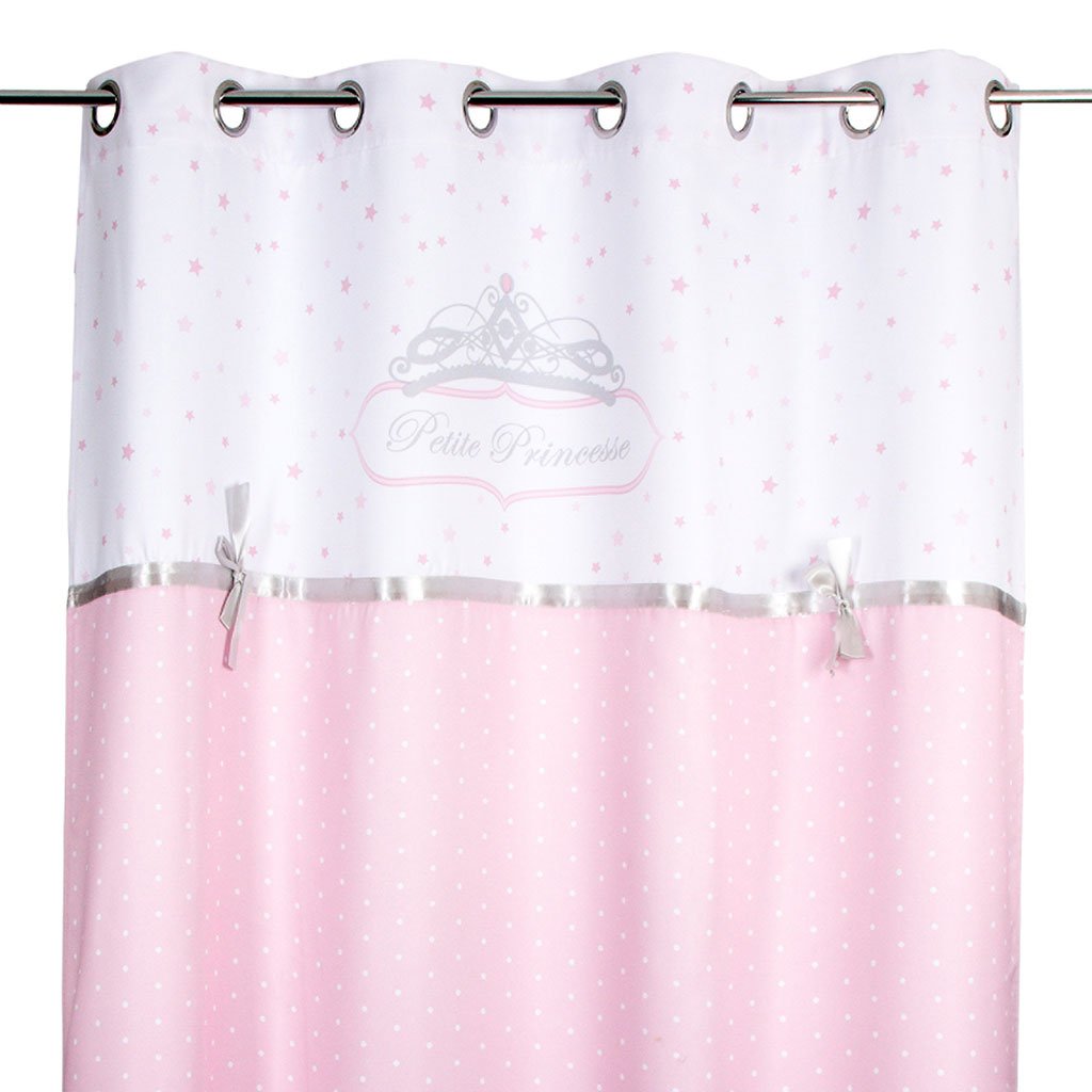 Rideau à oeillets polyester princesse avec rubans rose 140x260cm