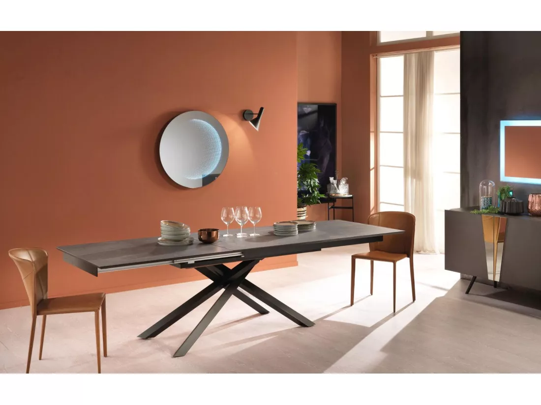 Xavier Table Extensible (170/270 x 90 cm) en HPL sur MDF Gris Foncé