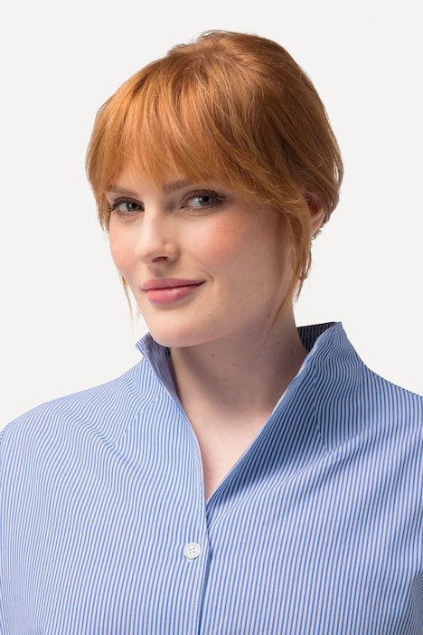 Bluse, Streifen, Kelchkragen, Langarm
