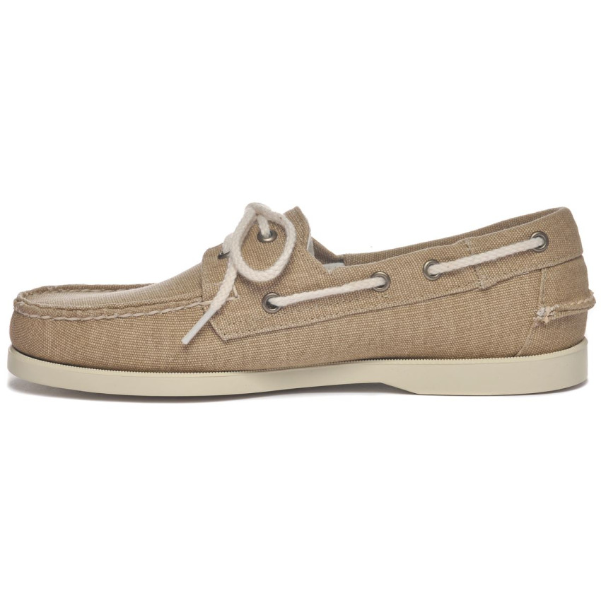 DOCKSIDES PORTLAND WASHED CANVAS BEIGE CAMEL-Chaussures bateau pour homme en toile