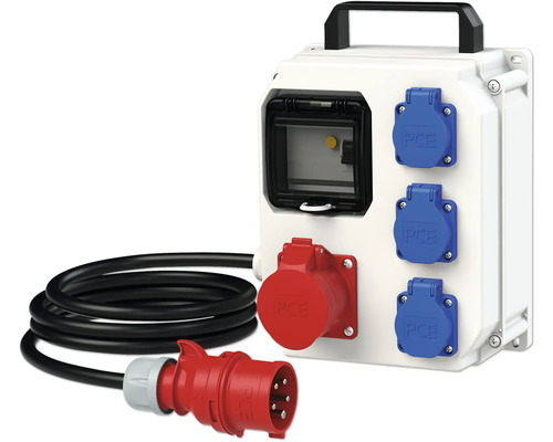 Mobiele kleine verdeeldoos PCE 16A IP54 5-polig grijs/rood/blauw