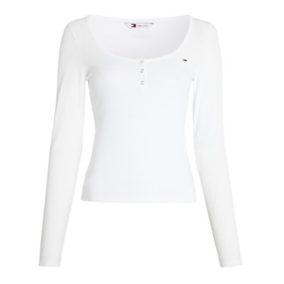 Sweatshirt femme Slim Button Rib C-Neck TOMMY HILFIGER