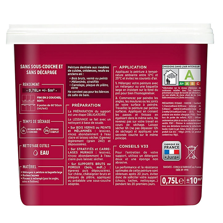 Peinture de rénovation meuble cuisine V33 seigle satin 750ml