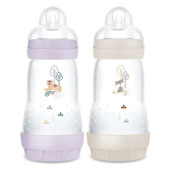 Bolsa para mamadeira Mam Baby - 260ml Lilás + Teto Areia Flow 2 (2 unidades de 260ml)