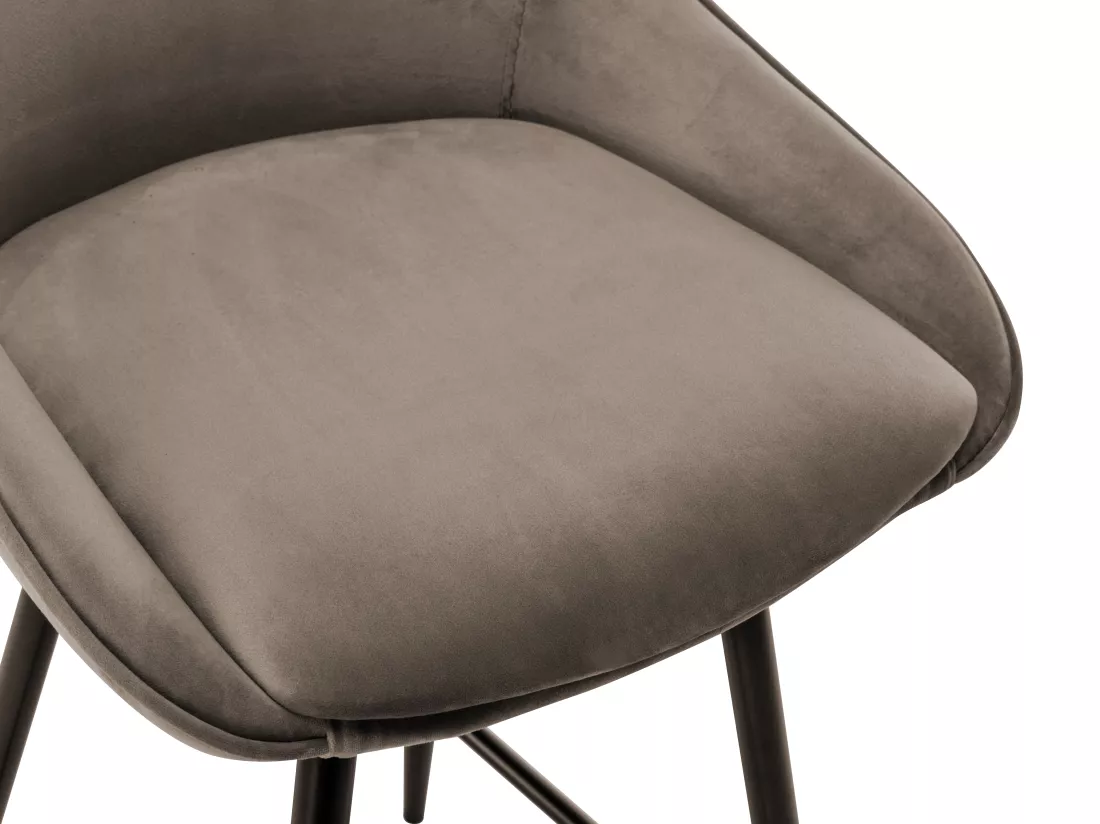 Lot de 2 tabourets de bar - Velours - Taupe - MASURIE